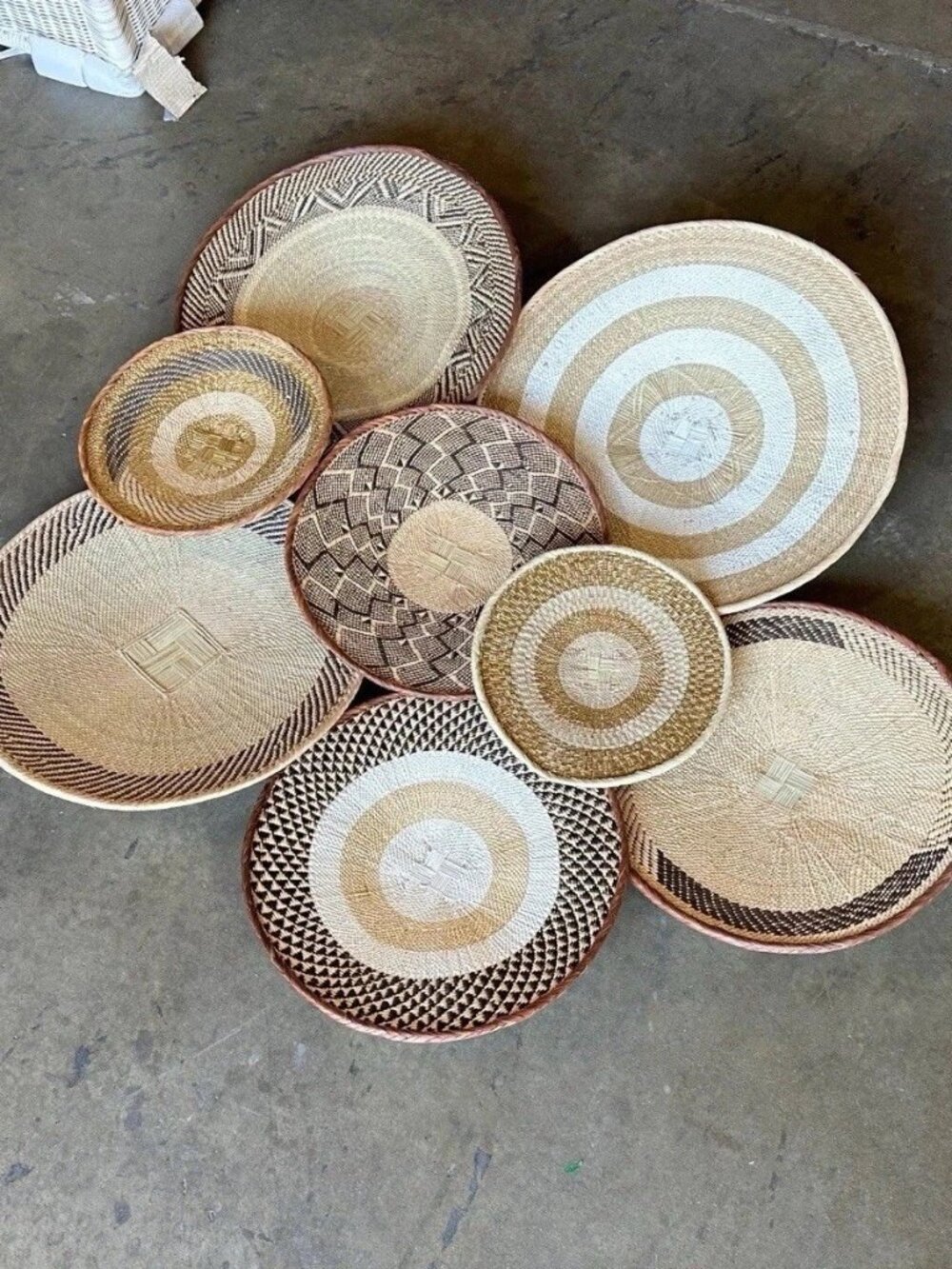 Serena & Lily Del Sol Coastal Baskets (Set of 8)-Natural Brown/White/Gold